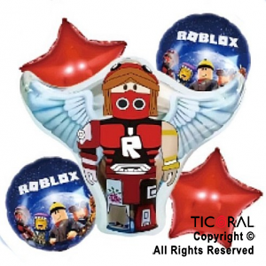 SET DE GLOBOS METALIZADO ROBLOX 5 UNIDADES X 1